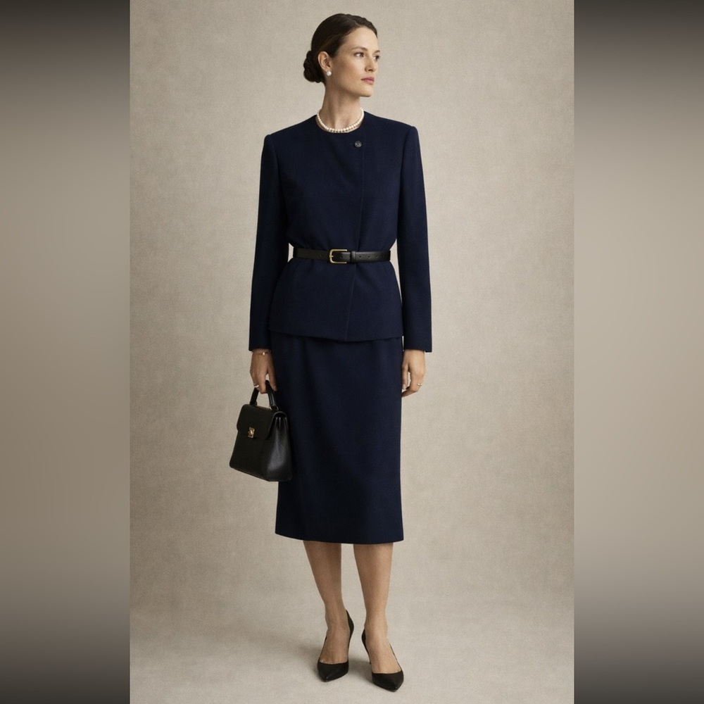 Ralph Lauren Navy Blue Skirt Suit Set